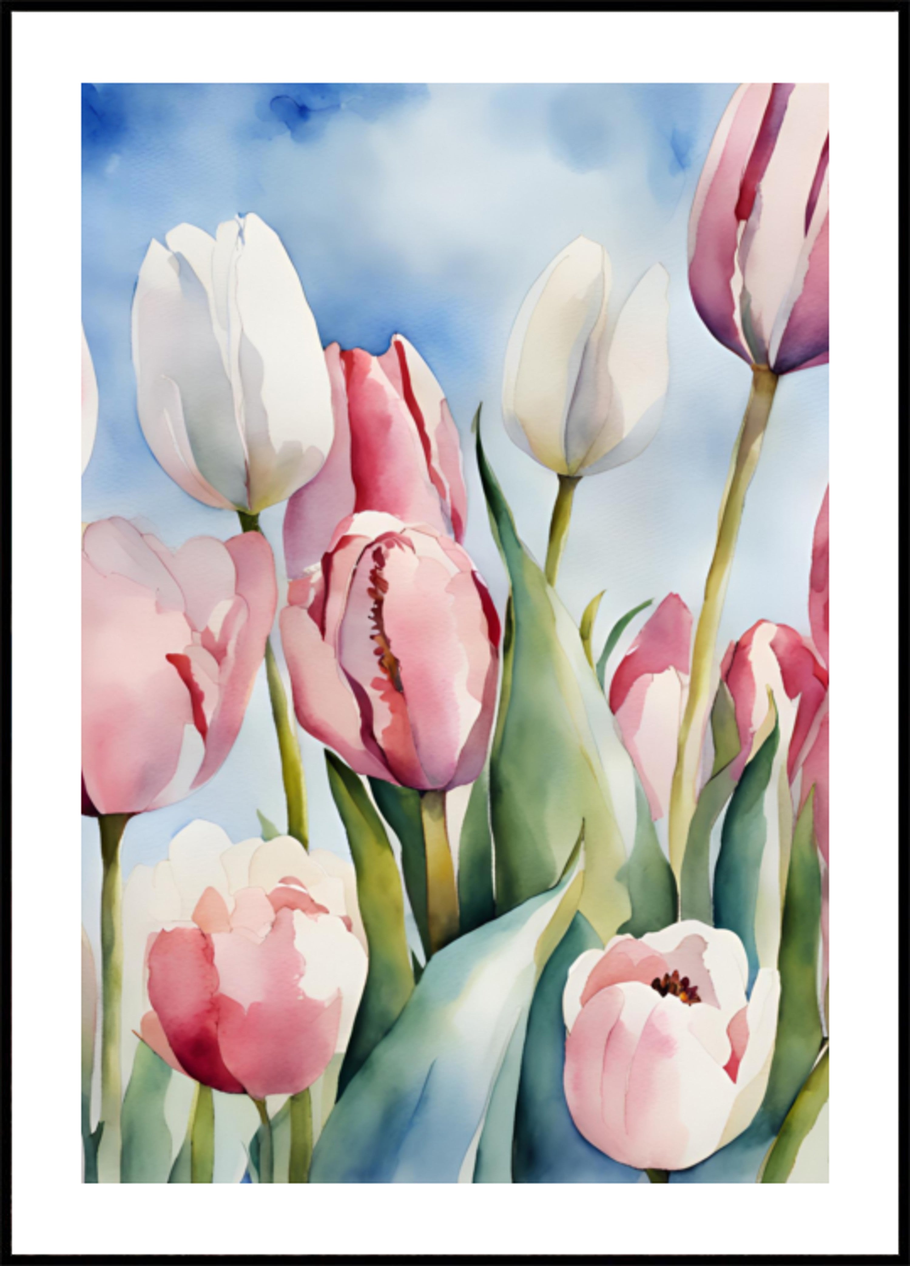 Aquarela Tulipas Primavera