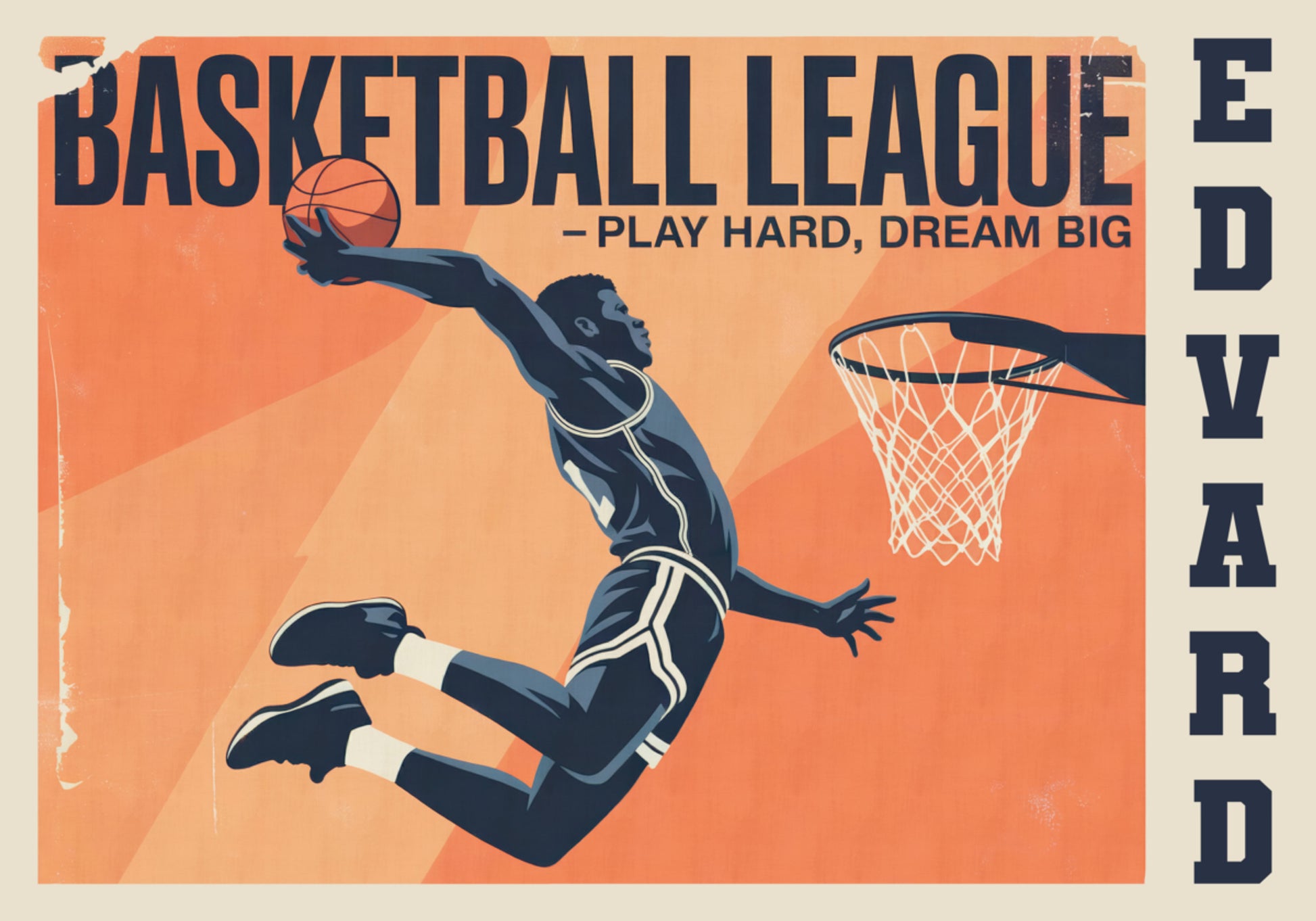Pôster vintage de jogo de basquete