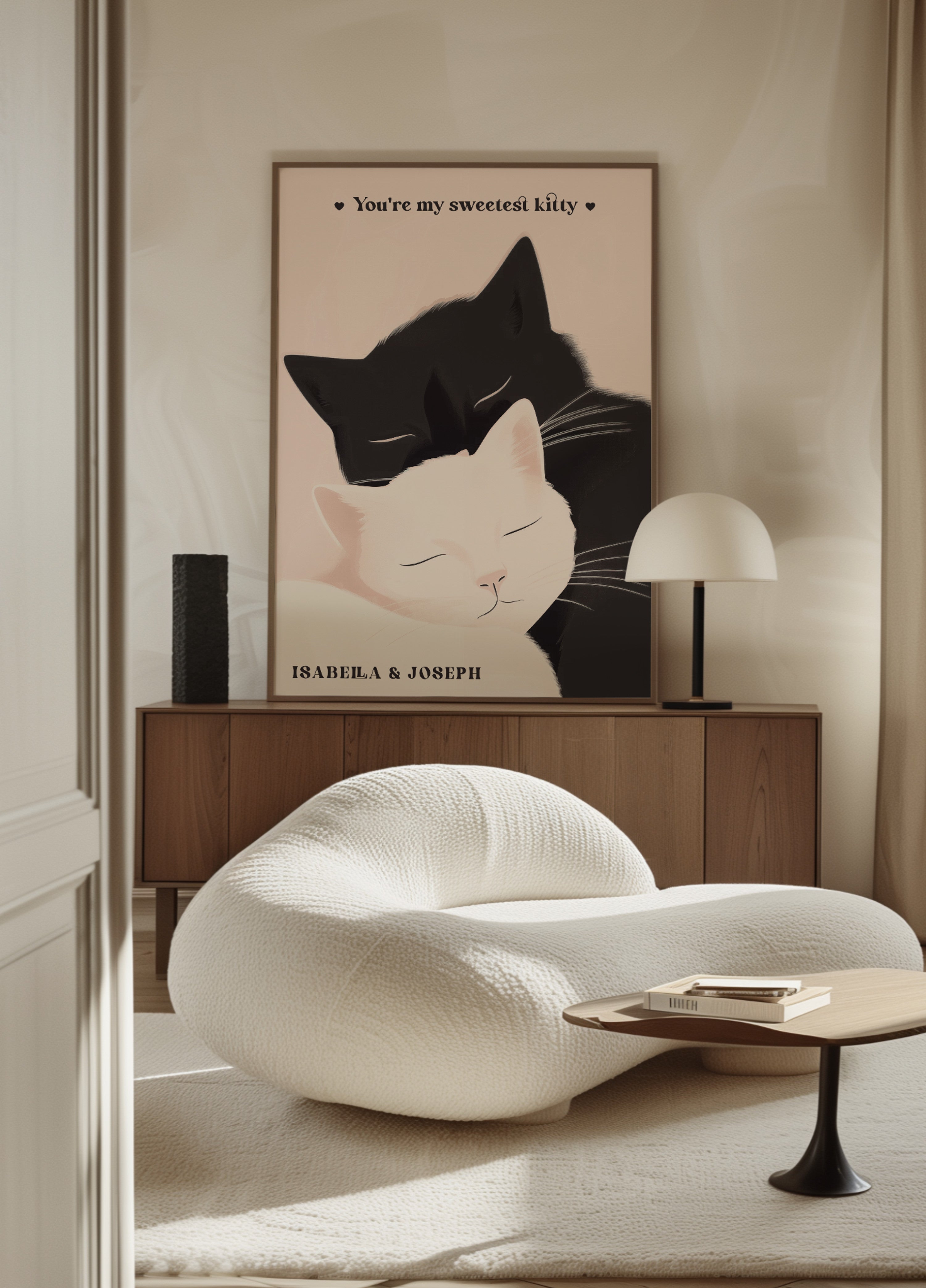 Ilustração não pessoal de amor de gato