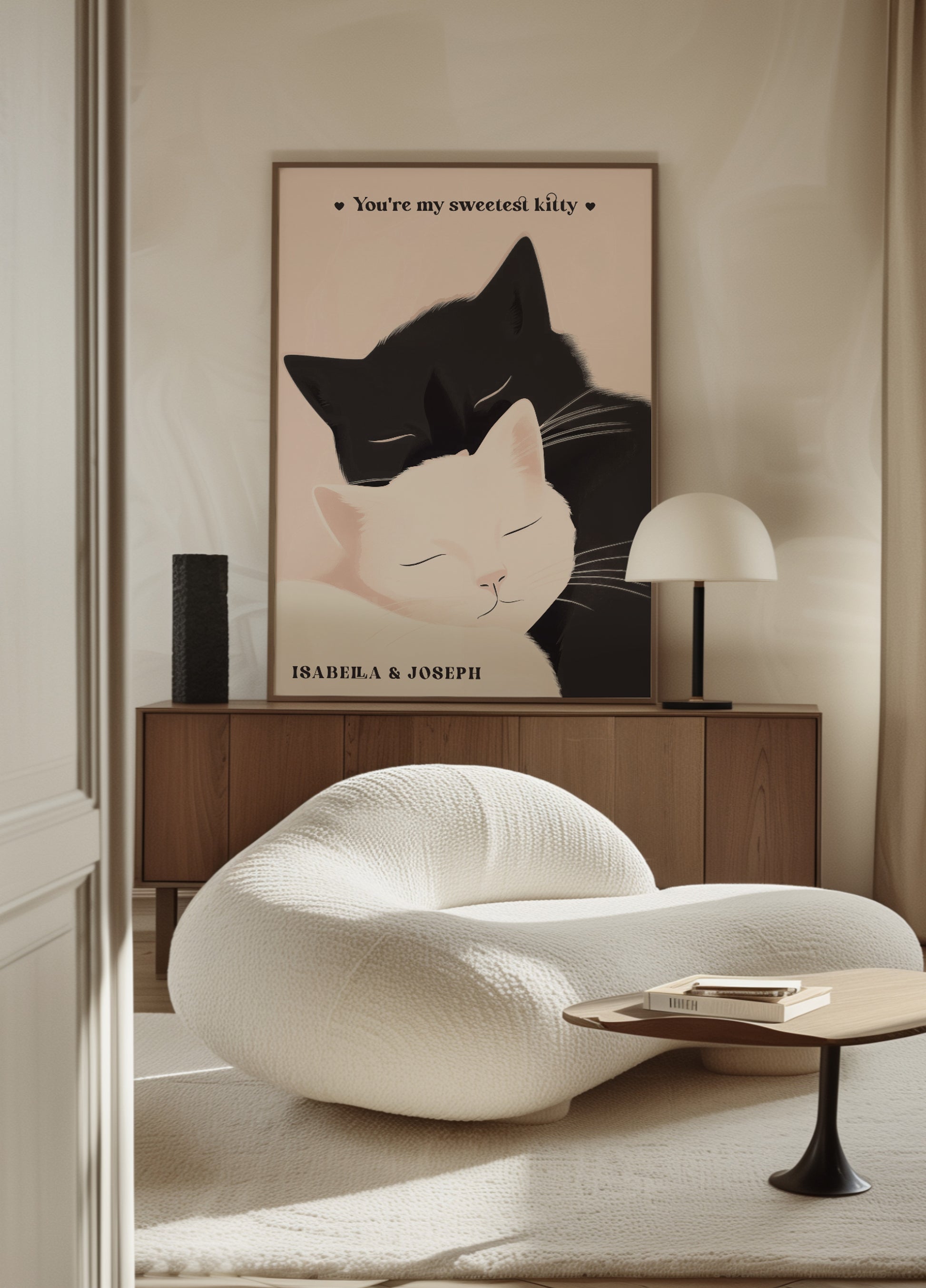 Ilustração não pessoal de amor de gato