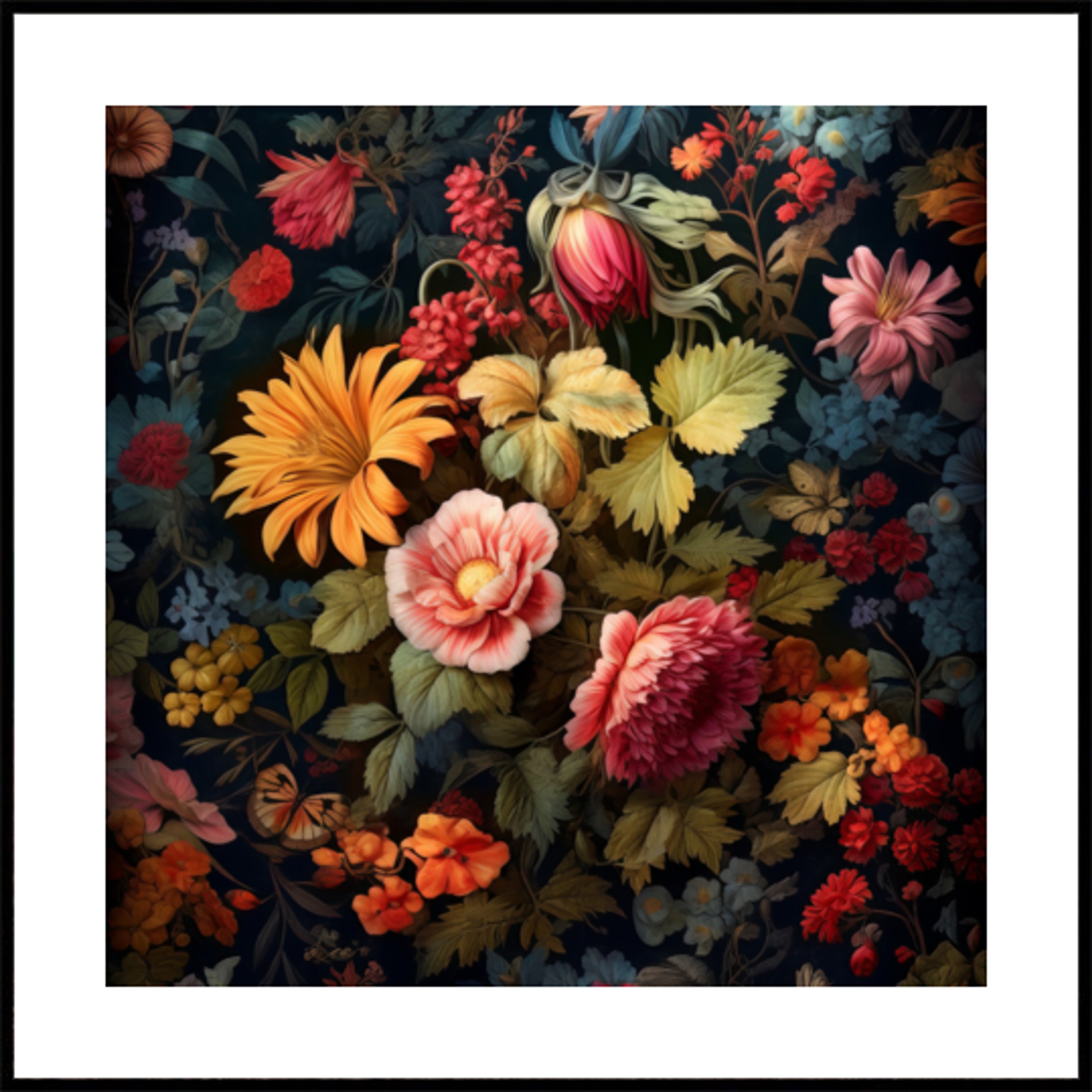 Exuberante flor floral escura