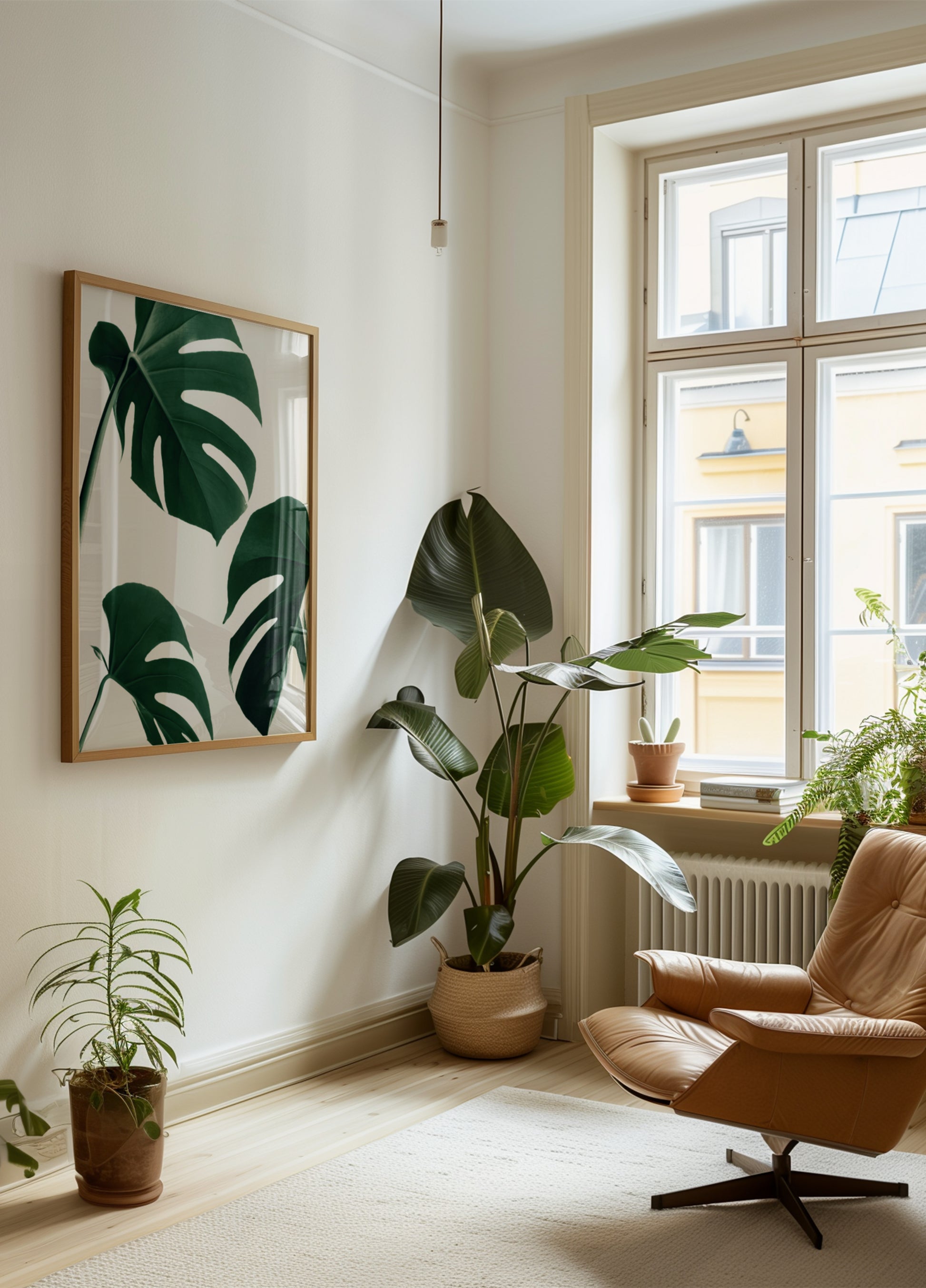 Folhas verdes frescas de Monstera