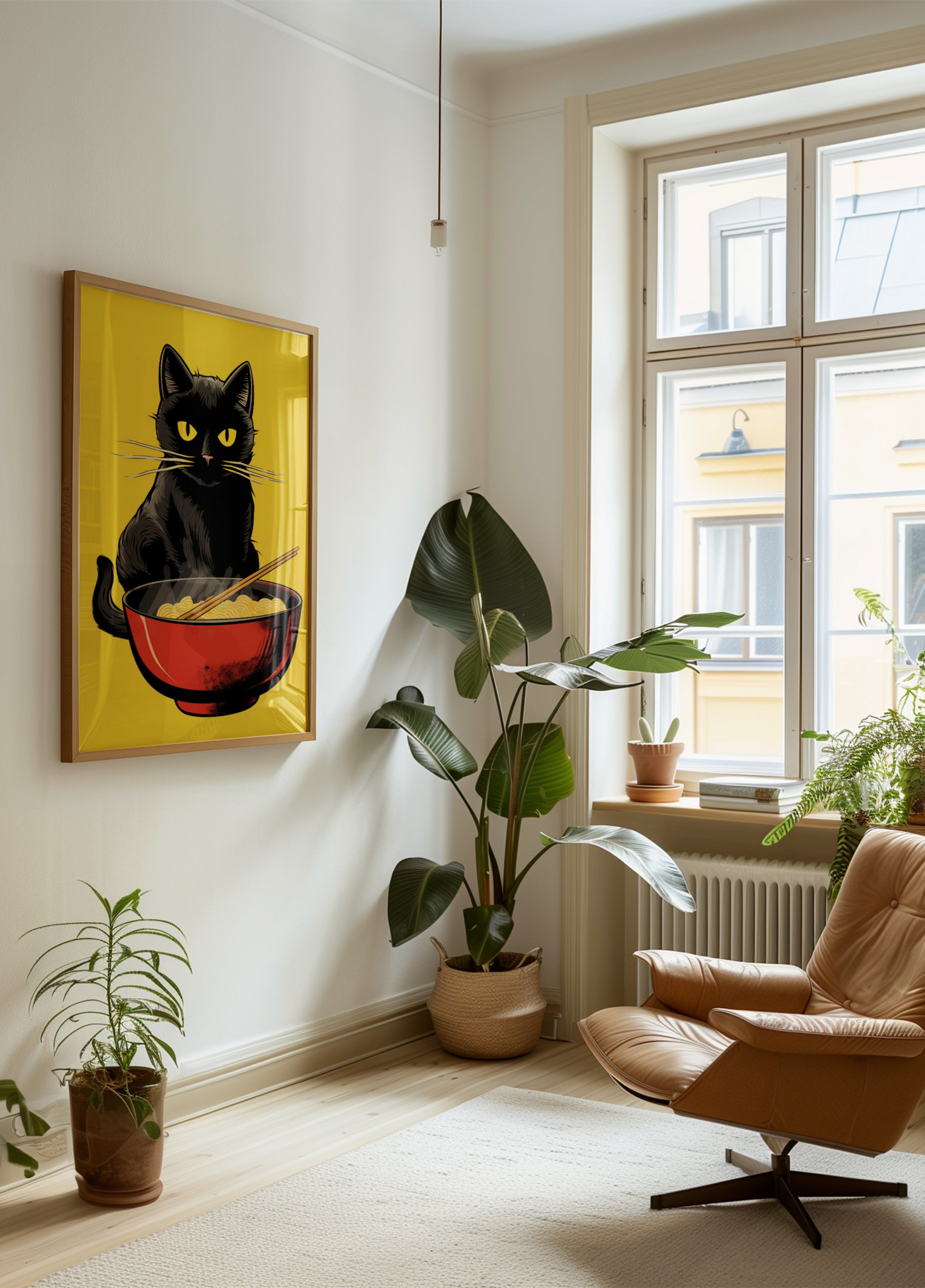 Tigela de ramen de gato preto
