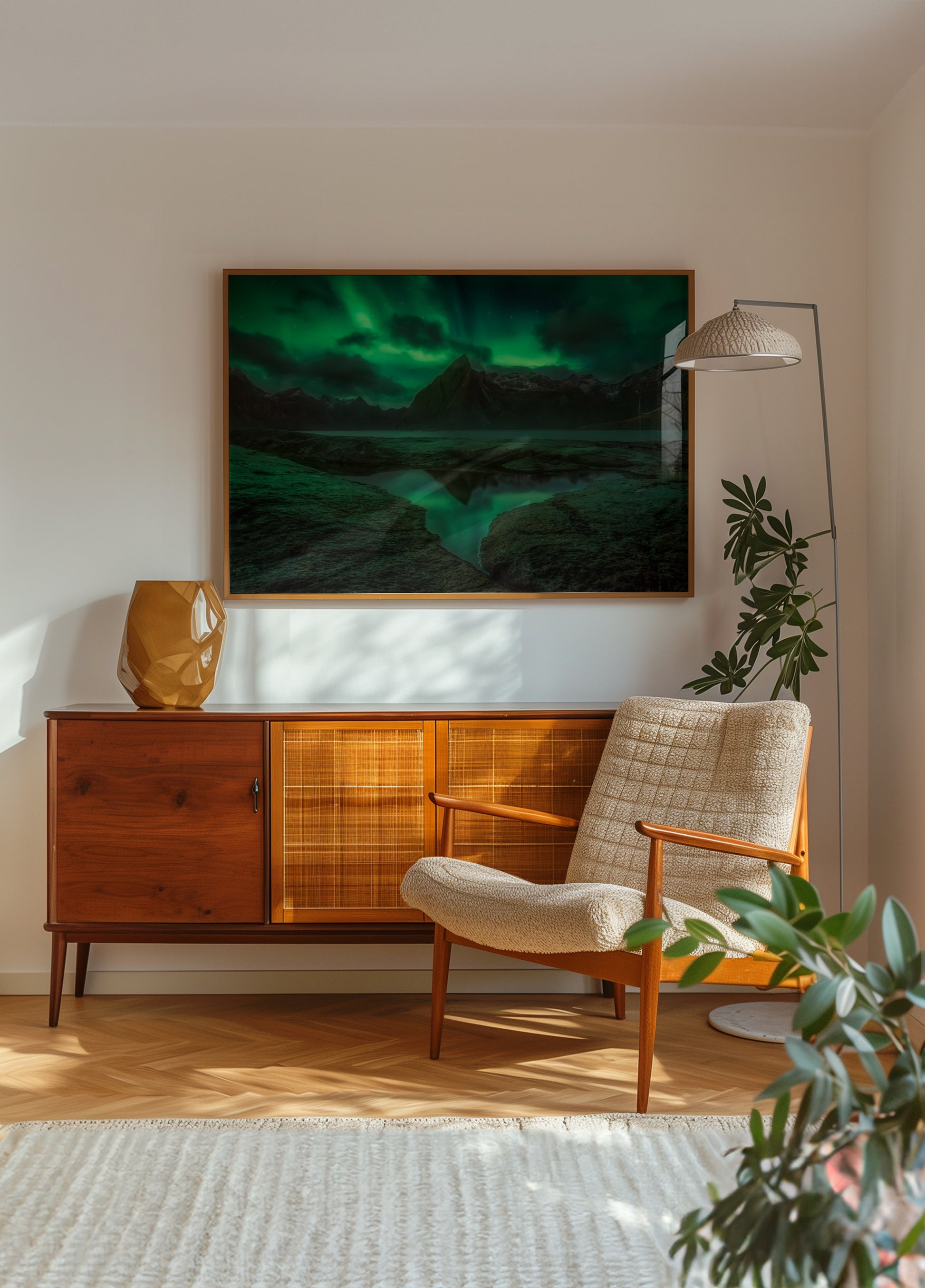 Reflexo da aurora boreal