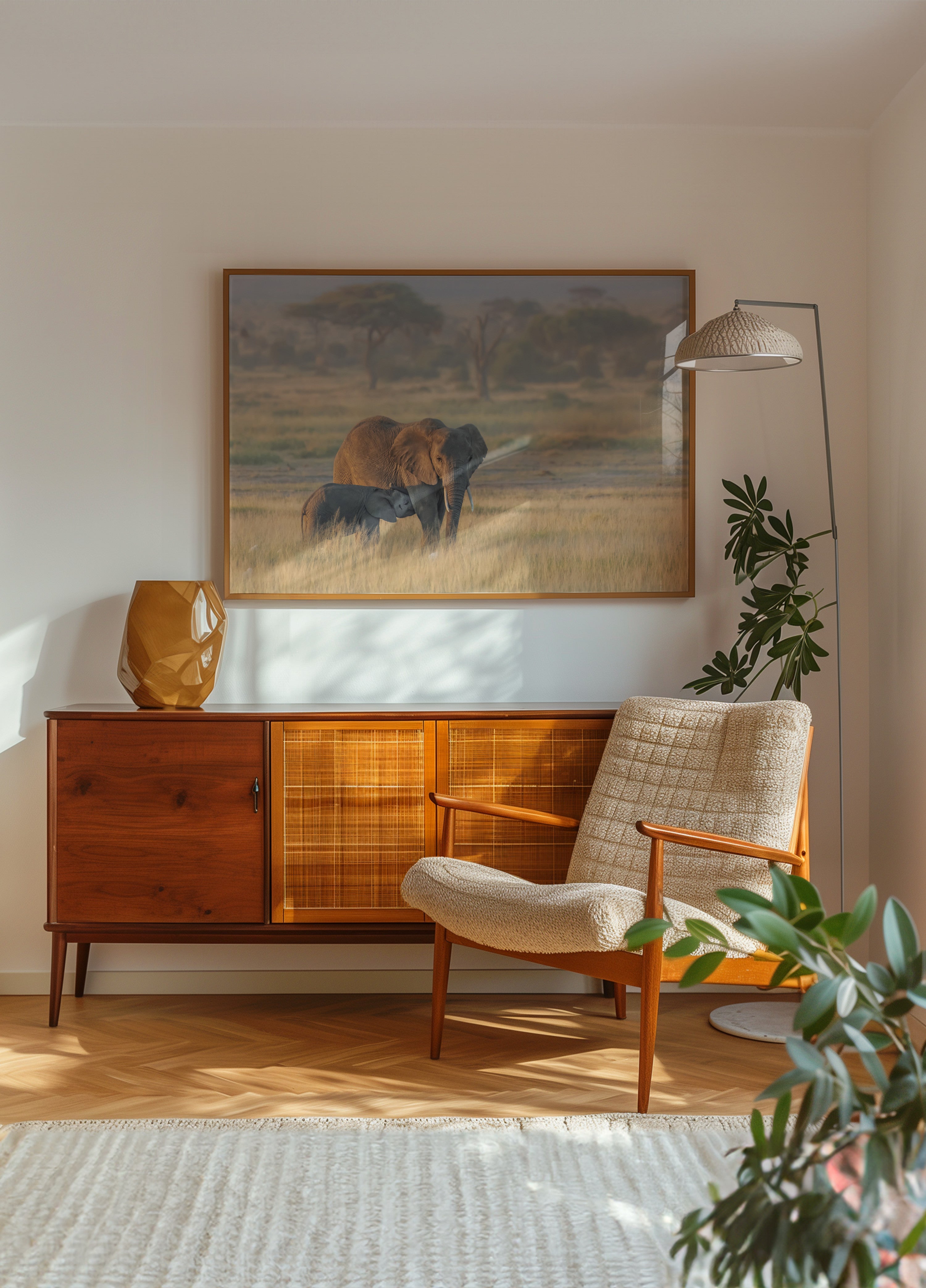 Filhote de mãe elefante africano