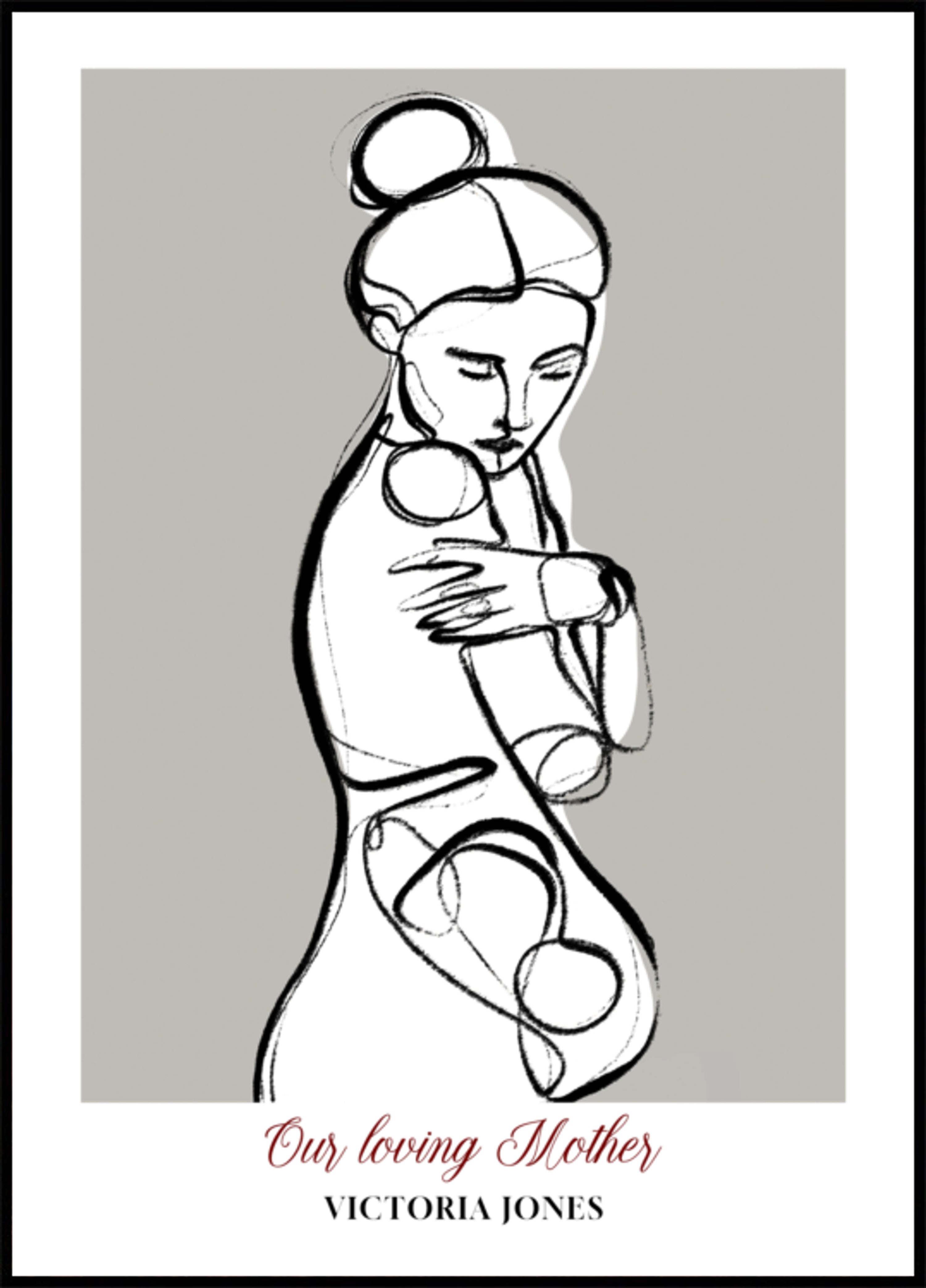 Arte minimalista de uma mulher se abraçando