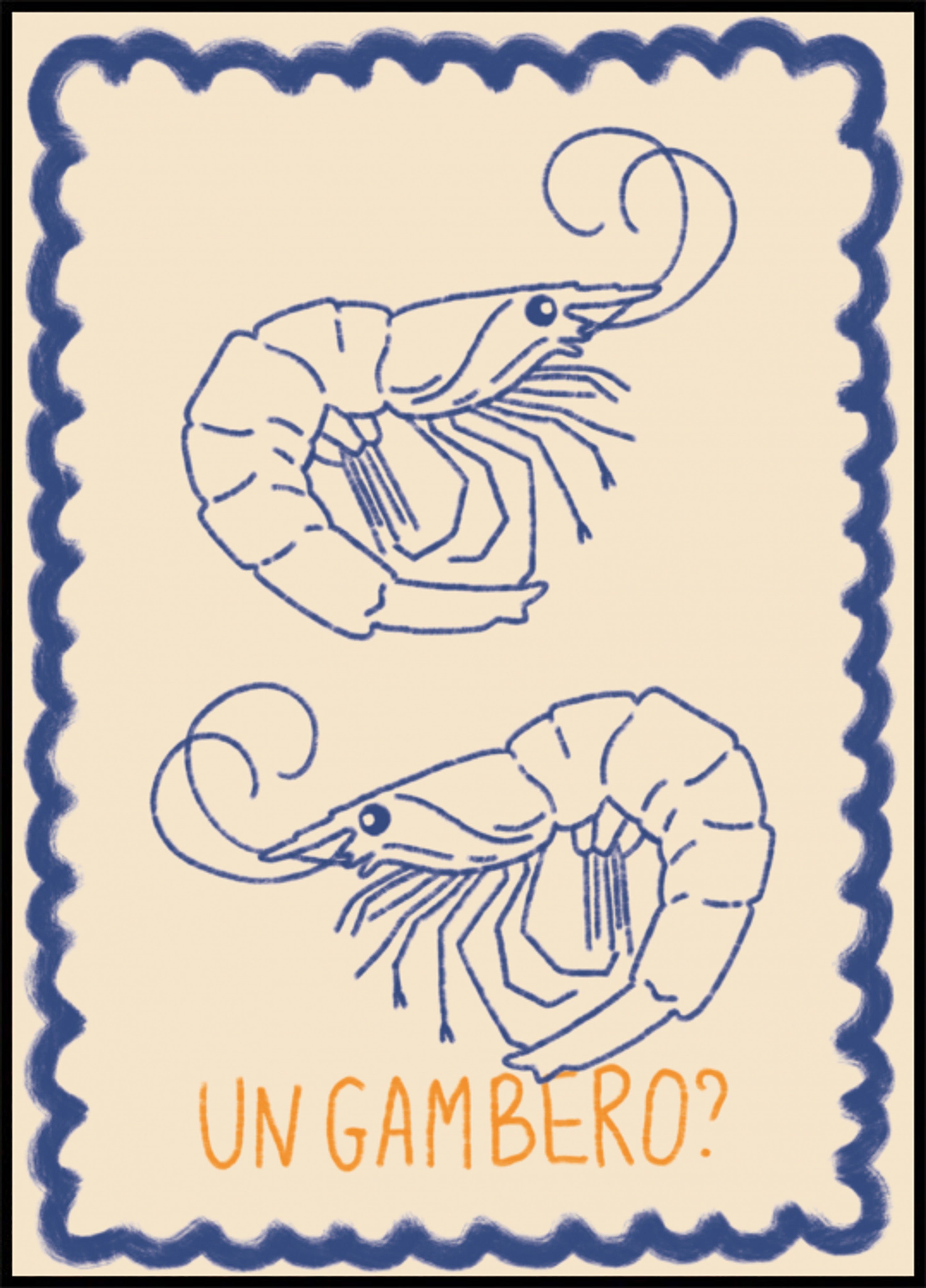 Camarão Azul Desenhado à Mão