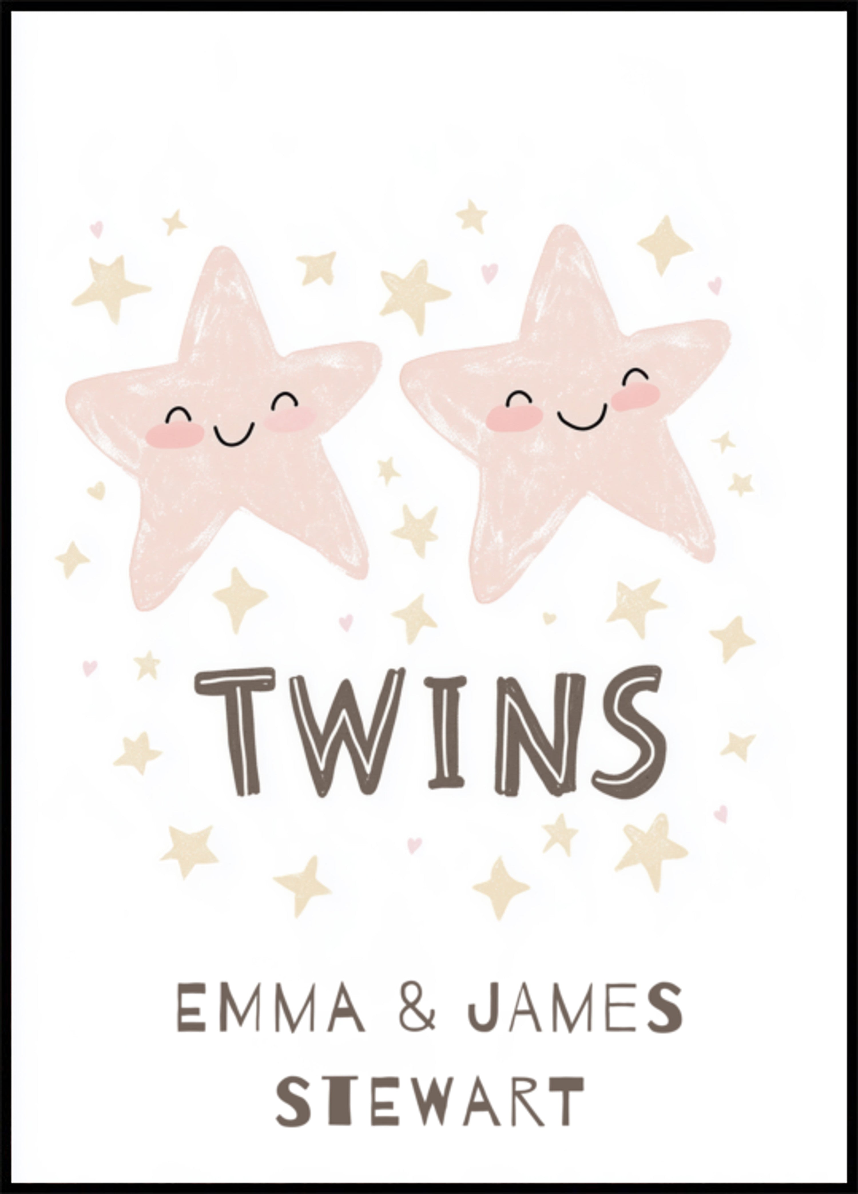 Quadro decorativo personalizado com estrela gêmea