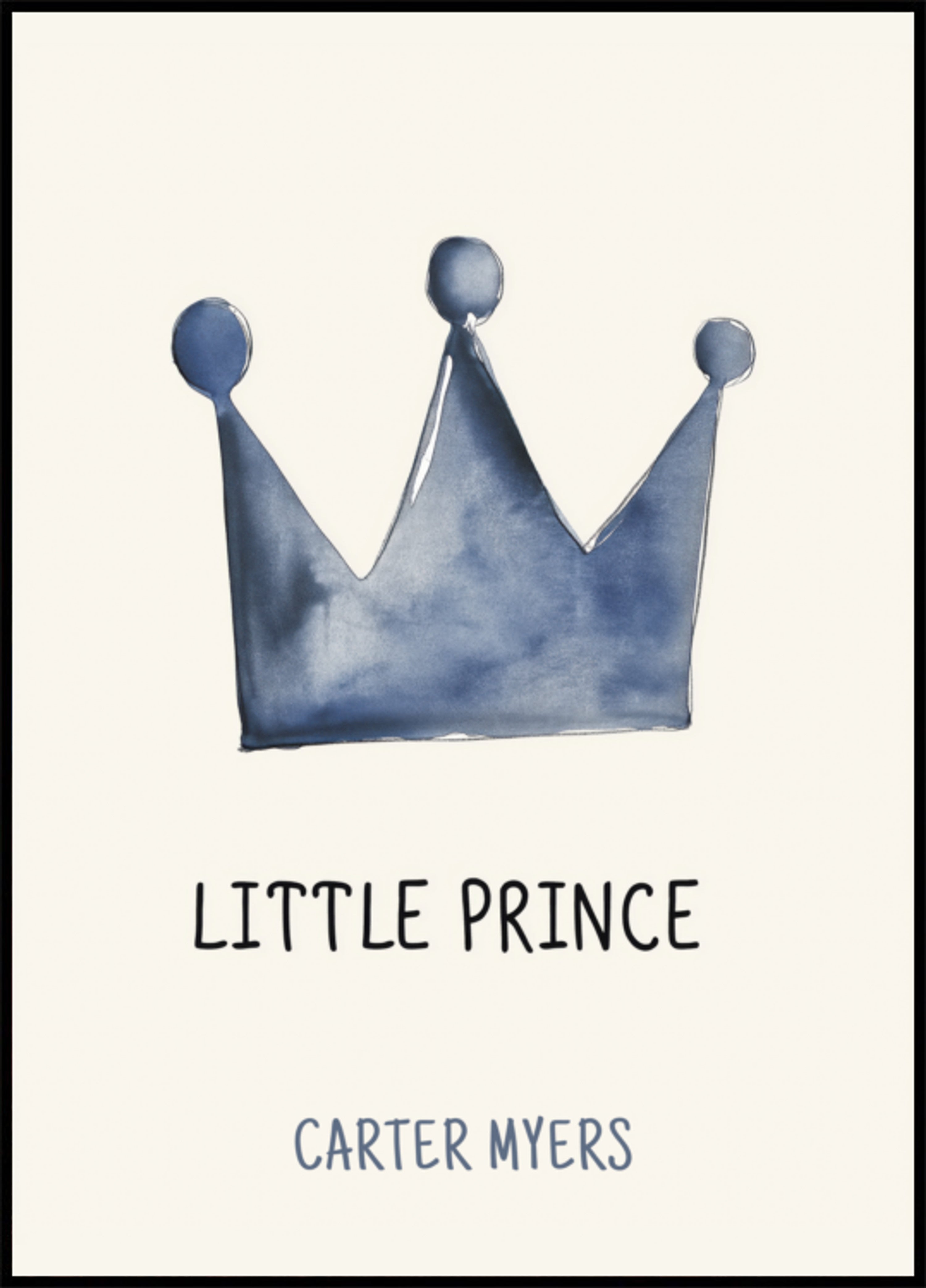 Arte minimalista da parede do pequeno príncipe com coroa azul