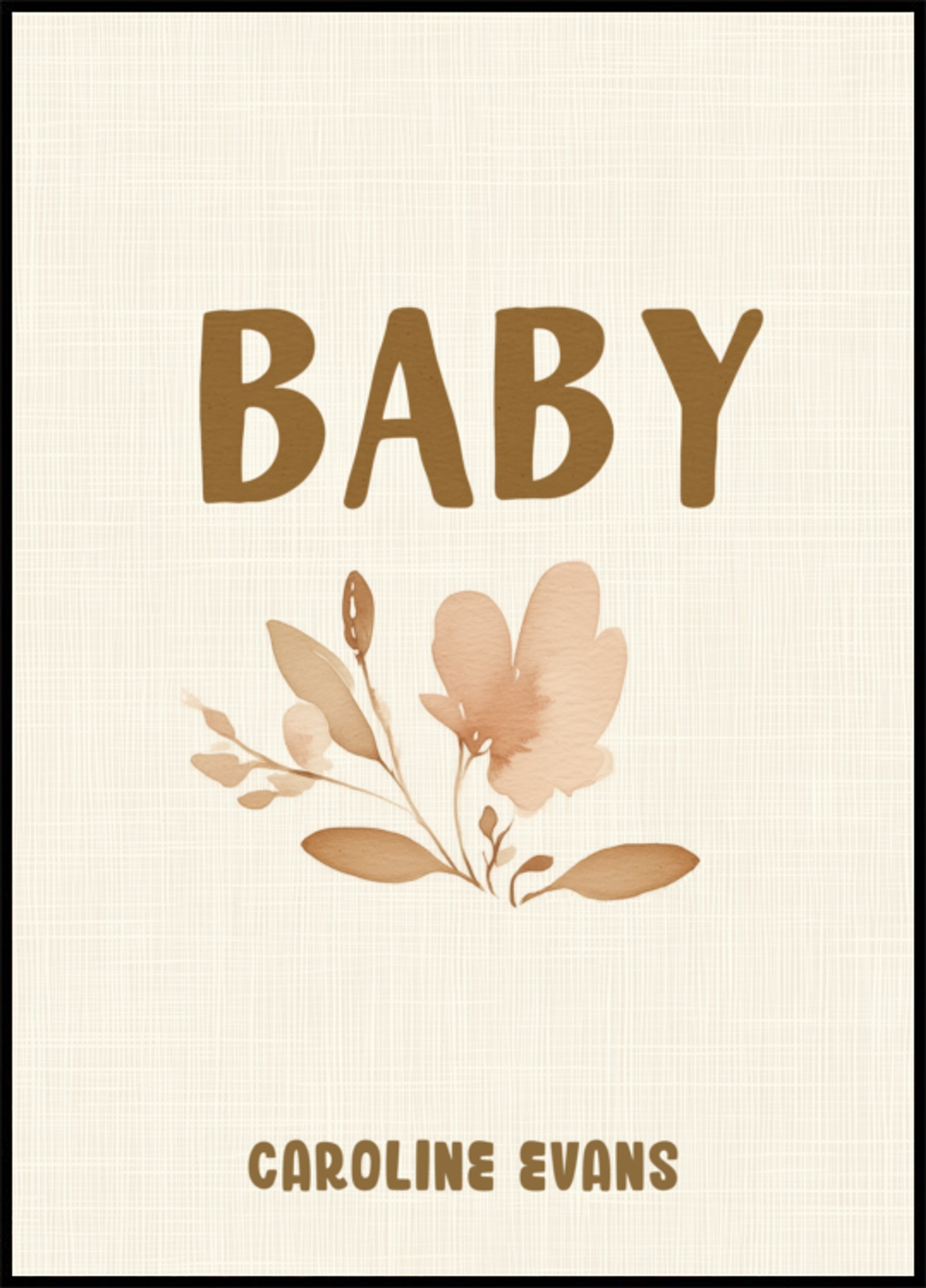 Arte de parede com nome de bebê com flor não personalizada