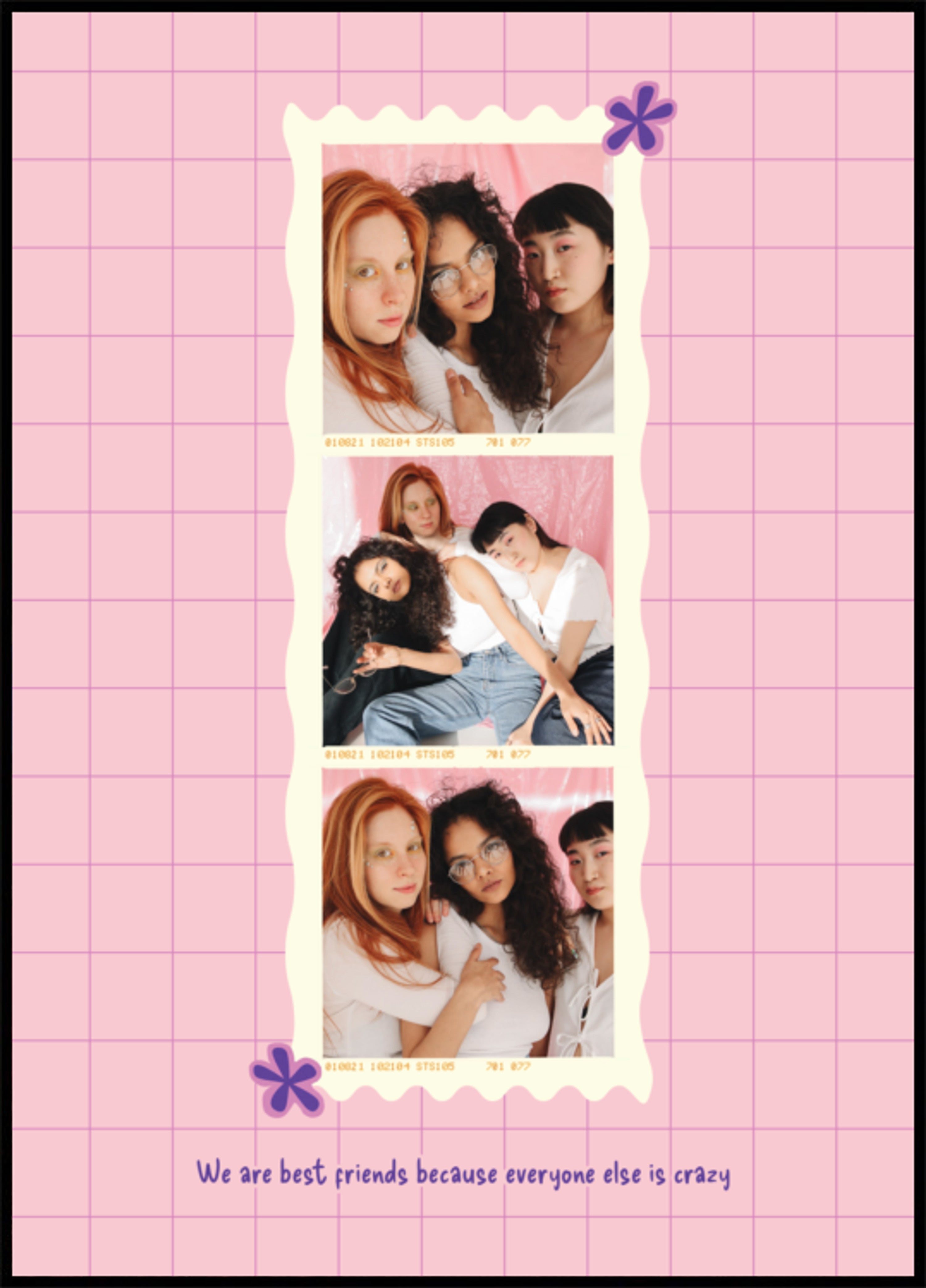 Colagem de amigos Polaroid rosa