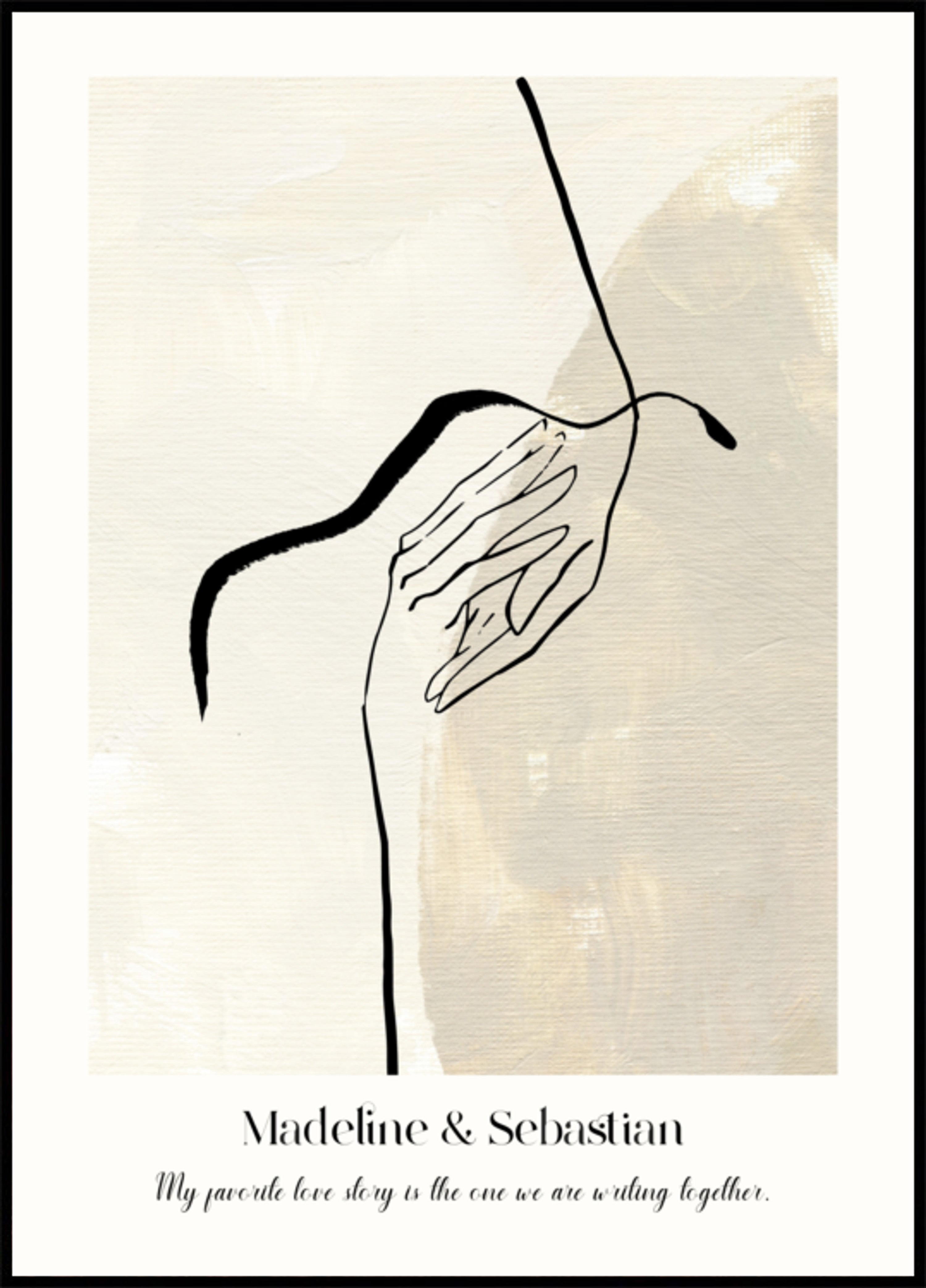 Pôster Arte em Linha de Amor Abstrata Minimalista