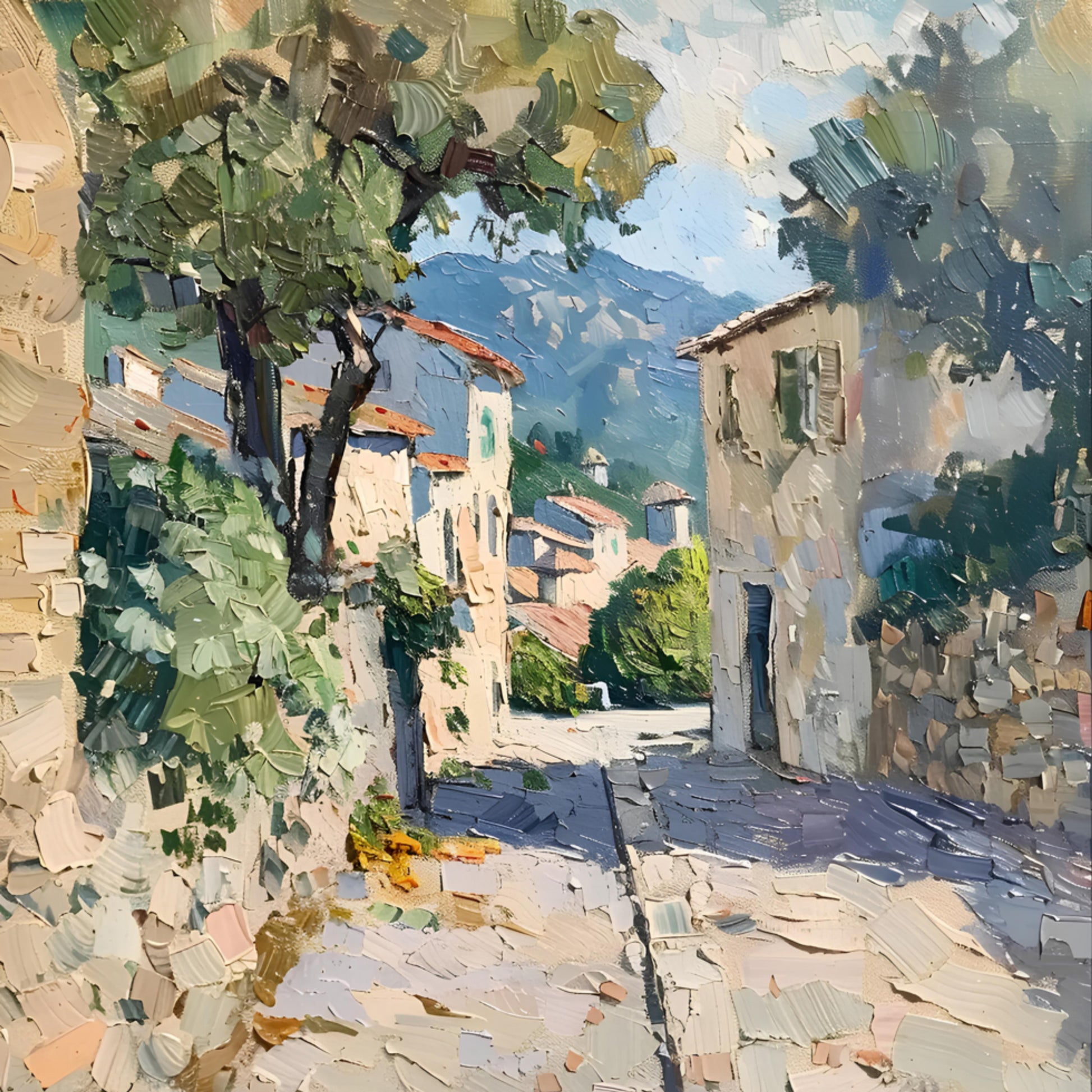 Rua da vila ensolarada