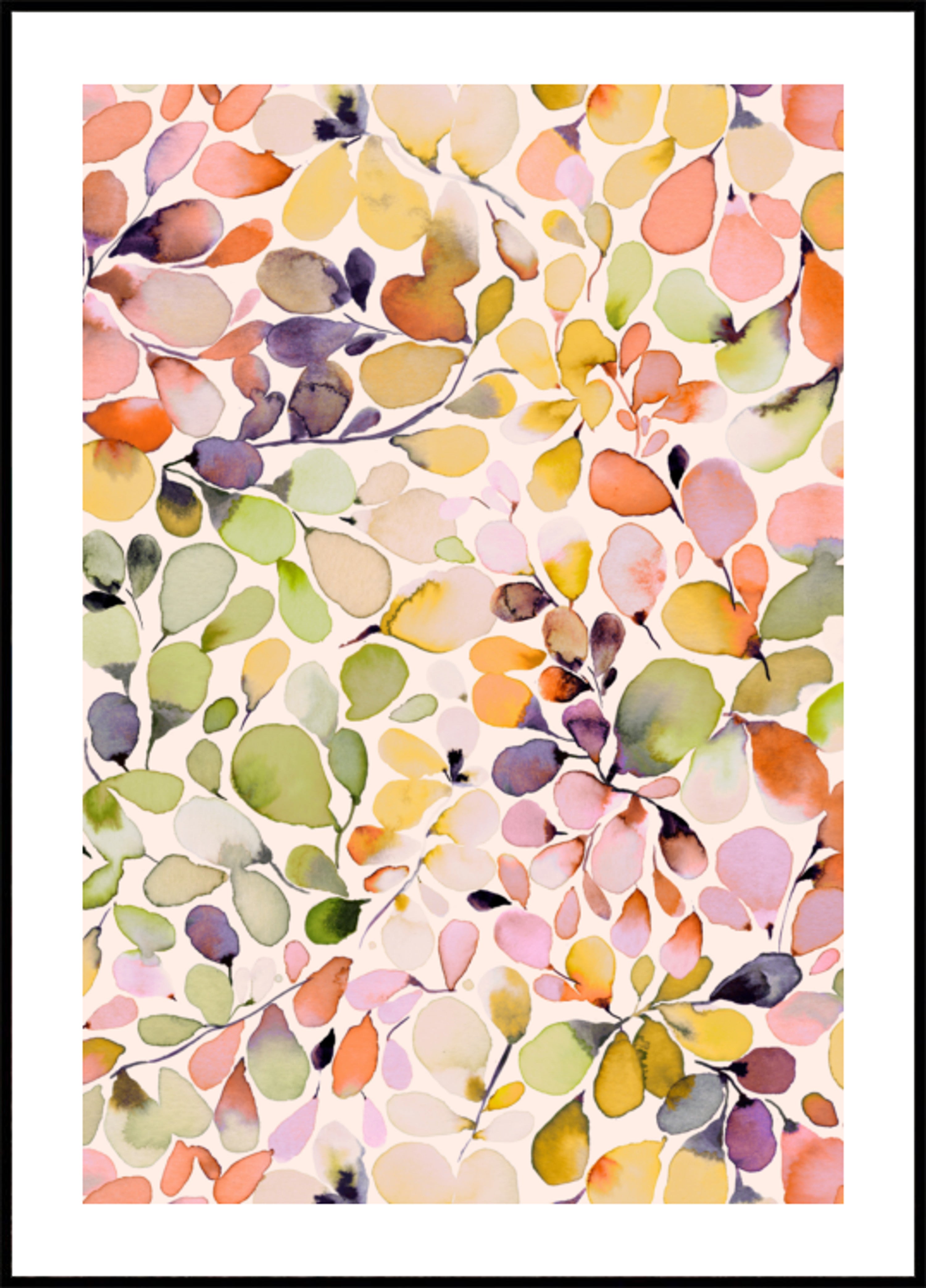 Folhas coloridas em aquarela