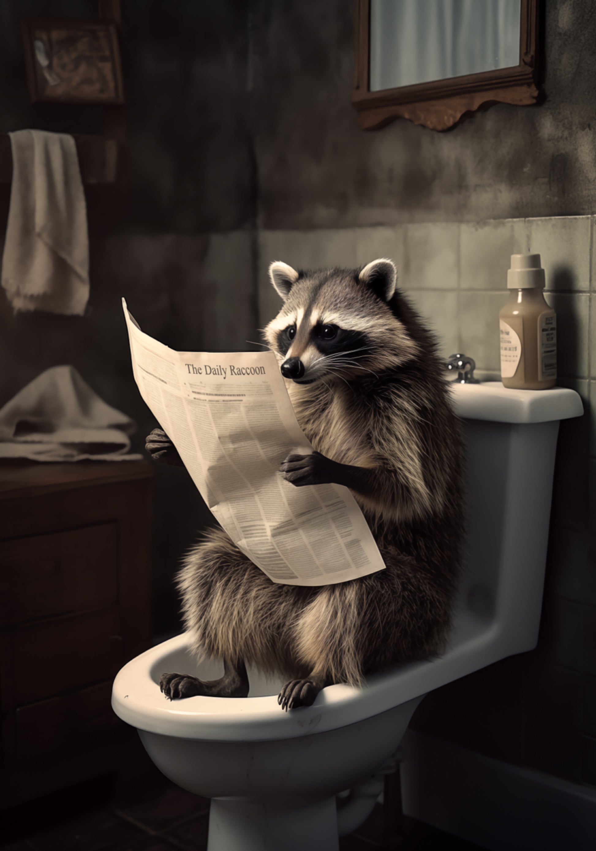 Jornal engraçado de leitura de guaxinim