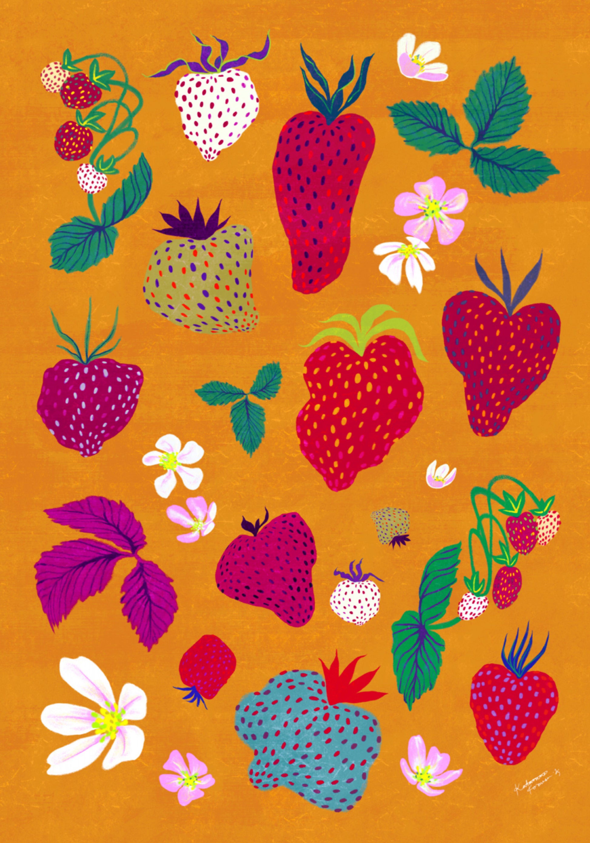 Patch de morango colorido