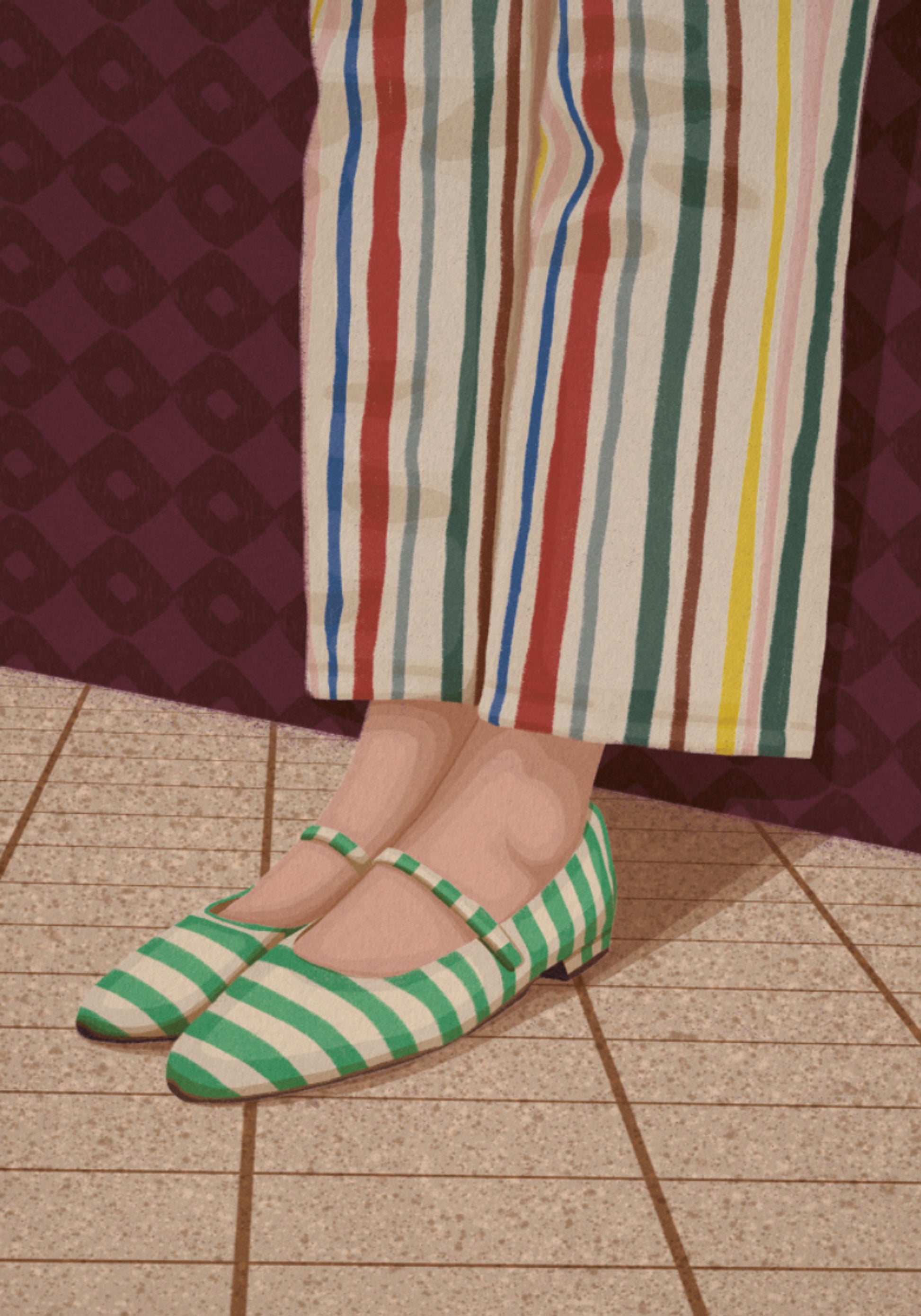 Mary Janes listradas coloridas
