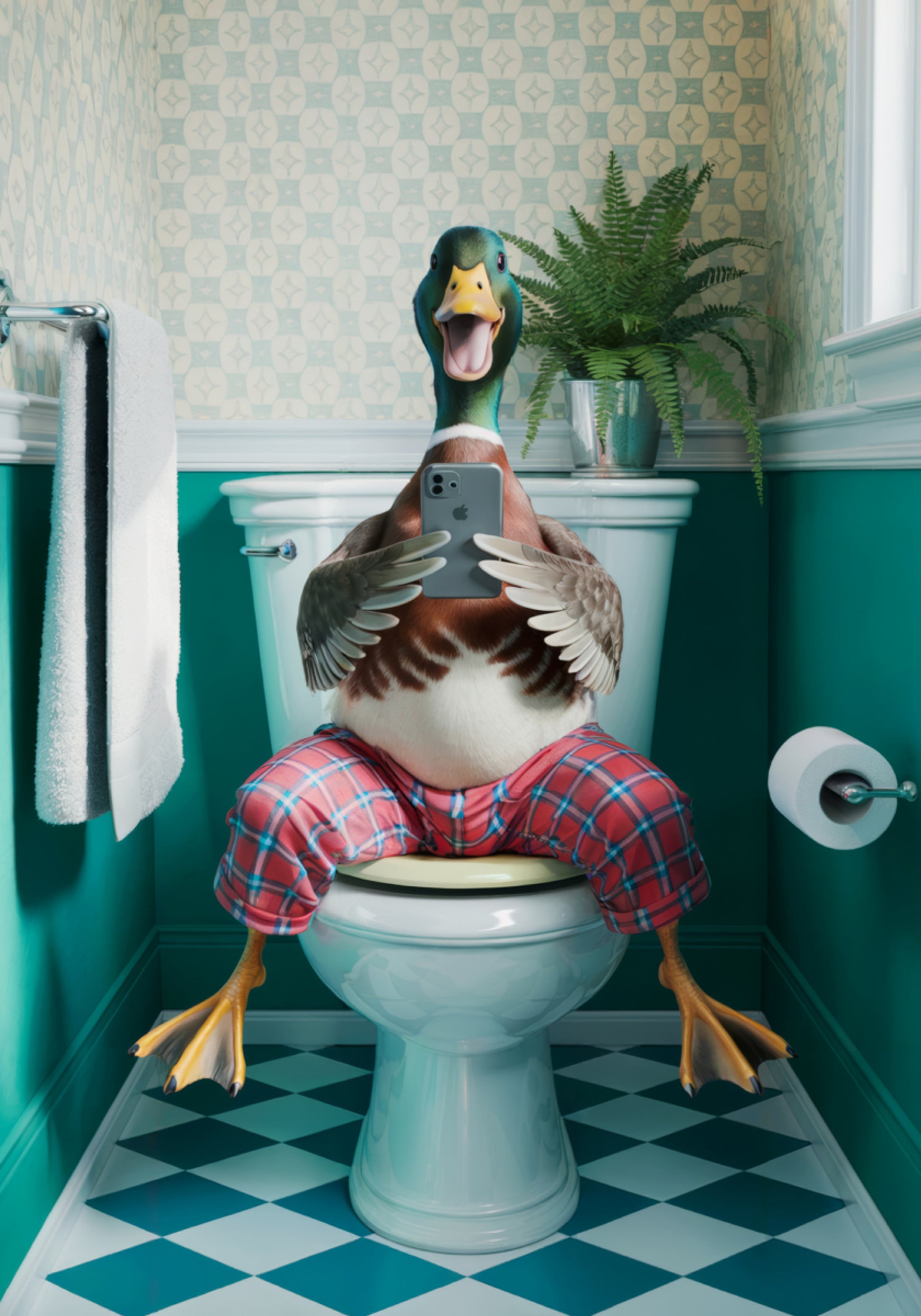 Selfie de pato de pijama