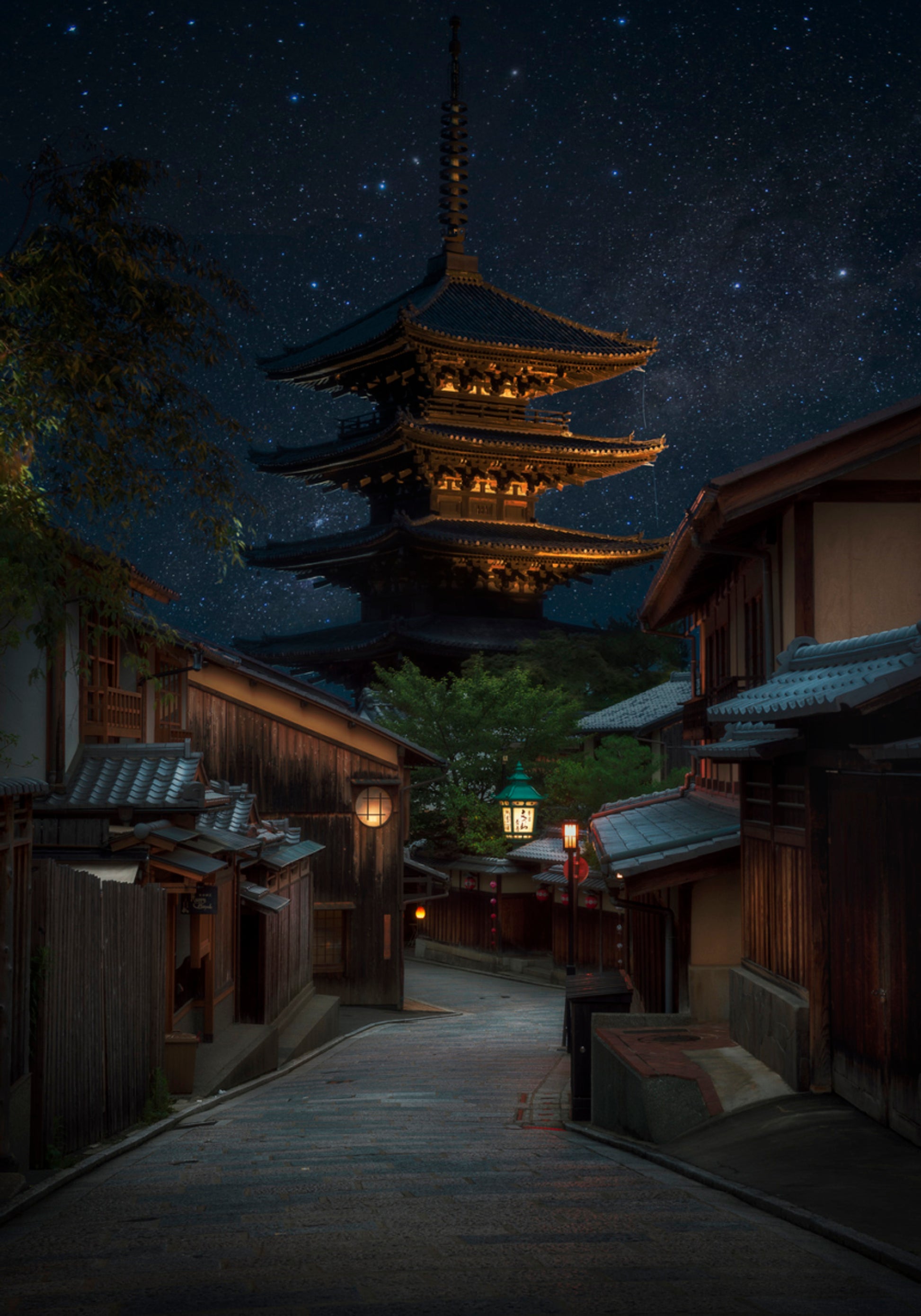 Noite estrelada do pagode de Kyoto