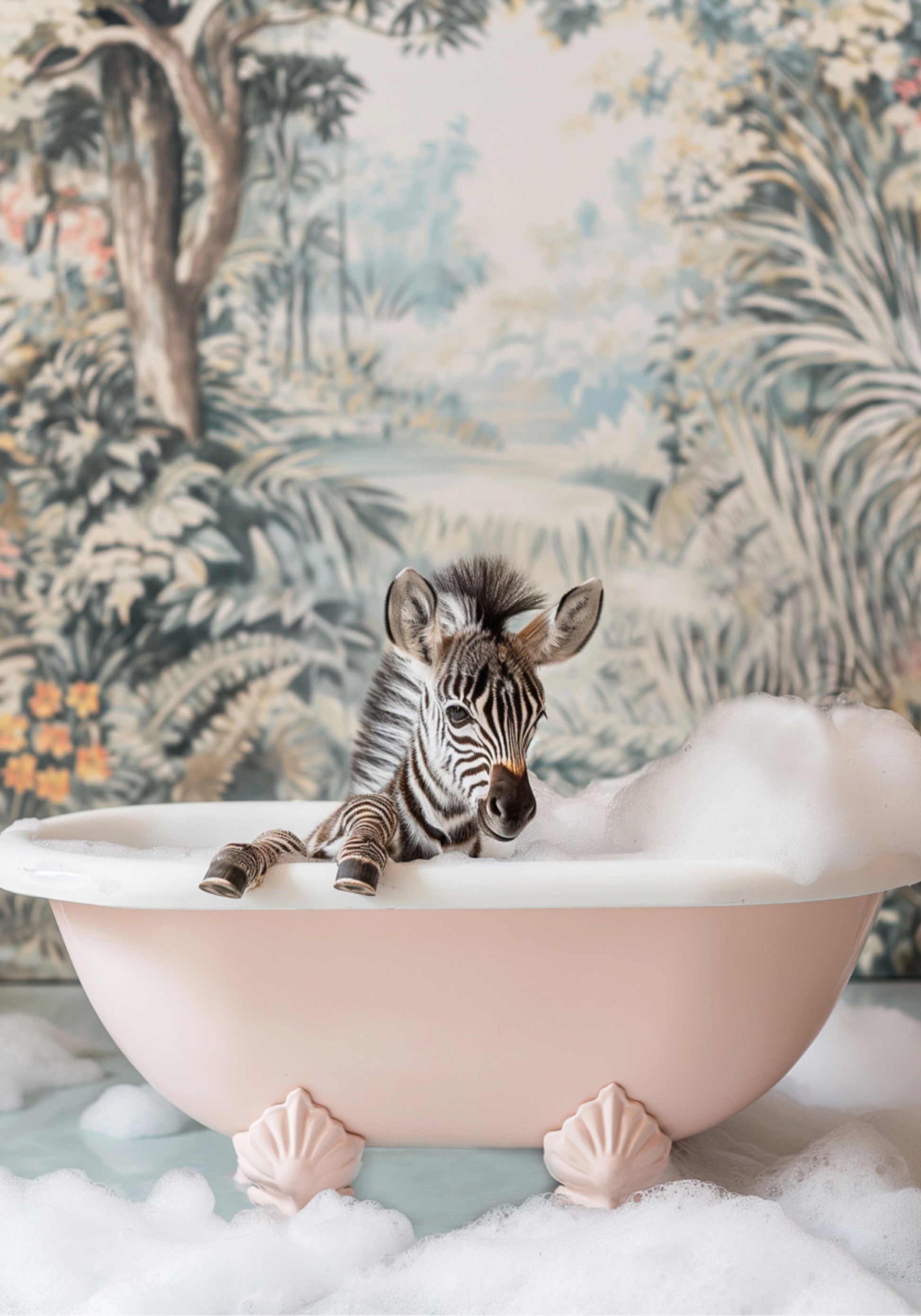 Banho de espuma bebê zebra