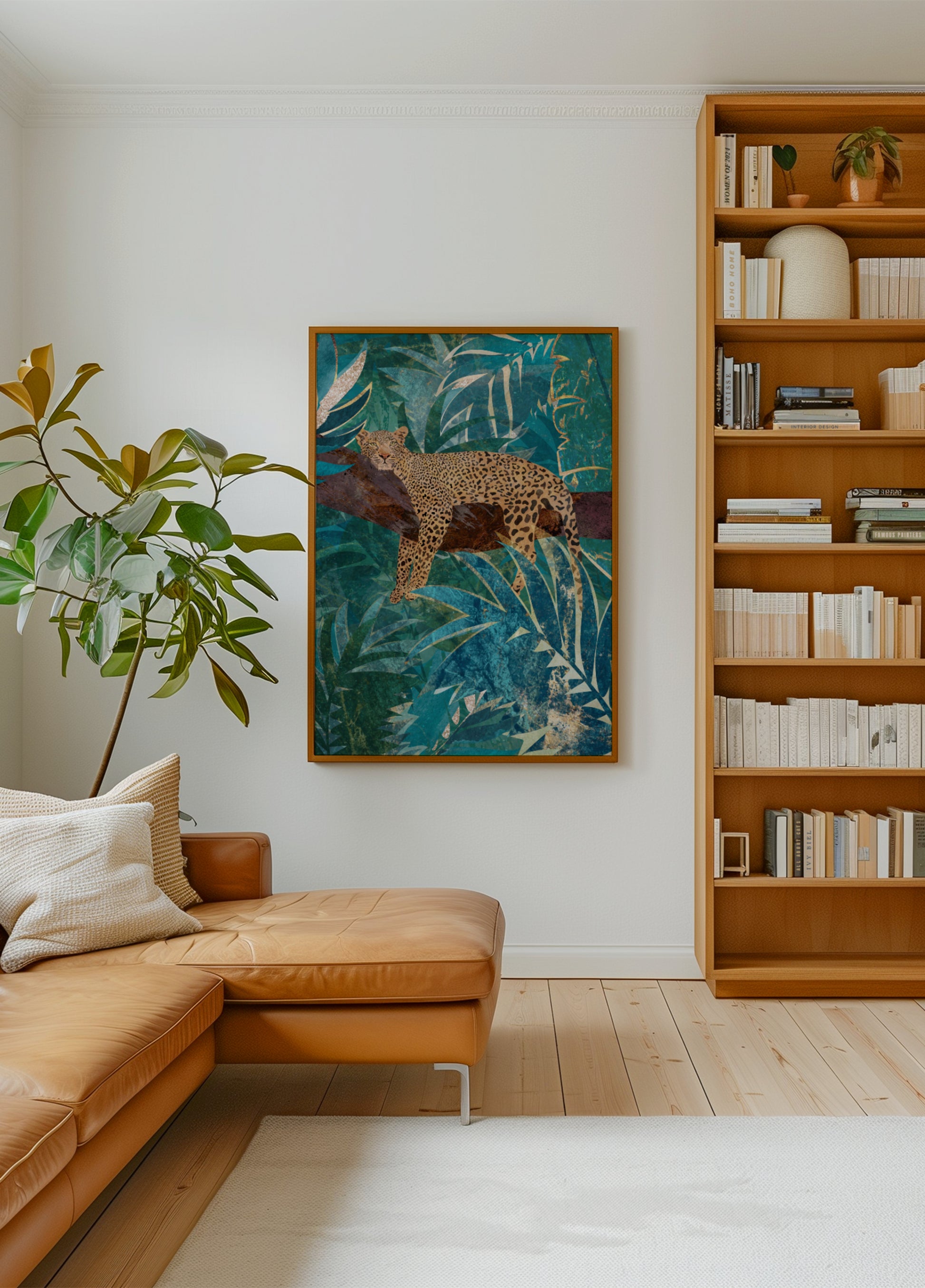 Leopardo da selva azul-petróleo