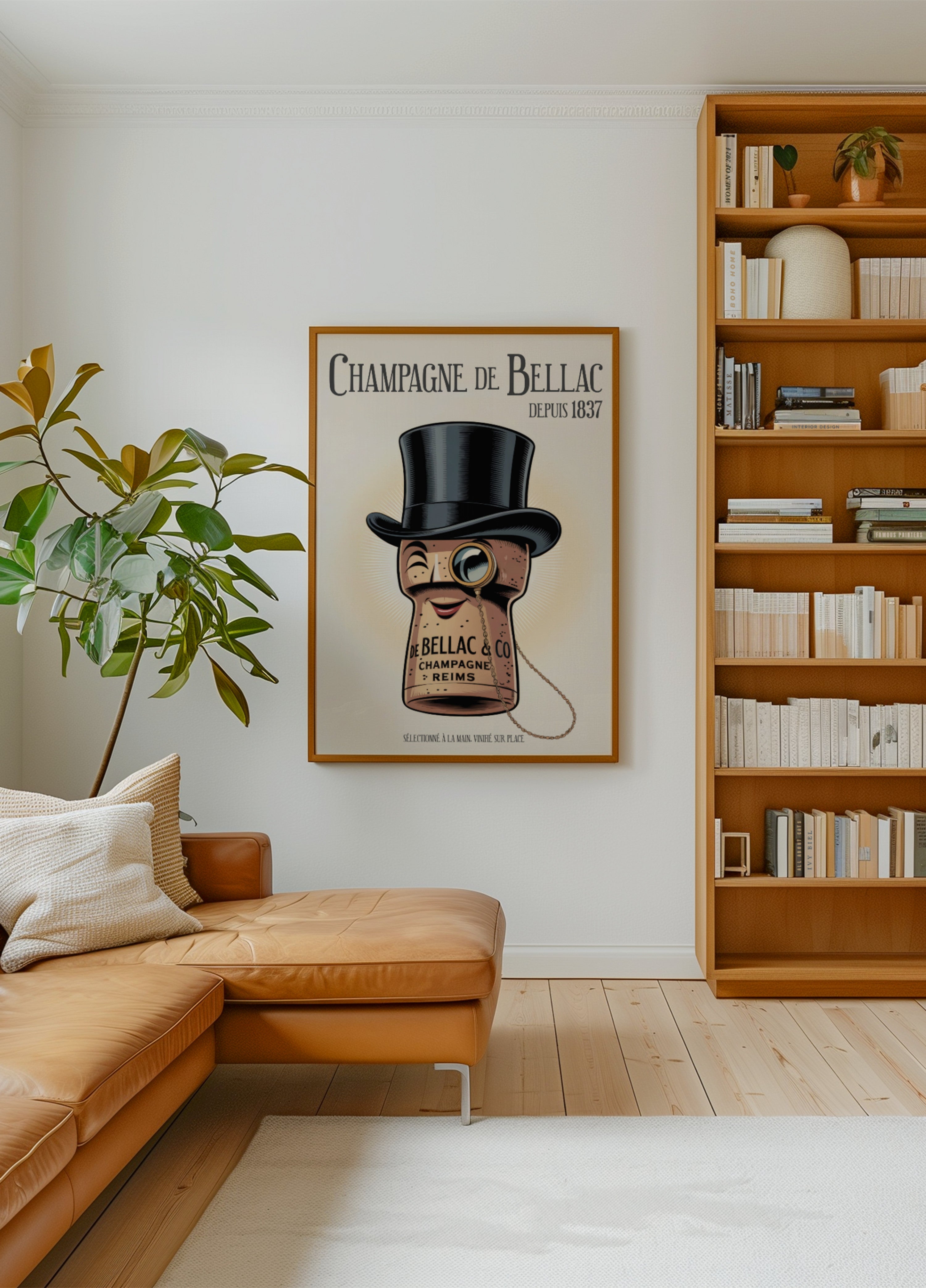 Personagem elegante de rolha de champanhe