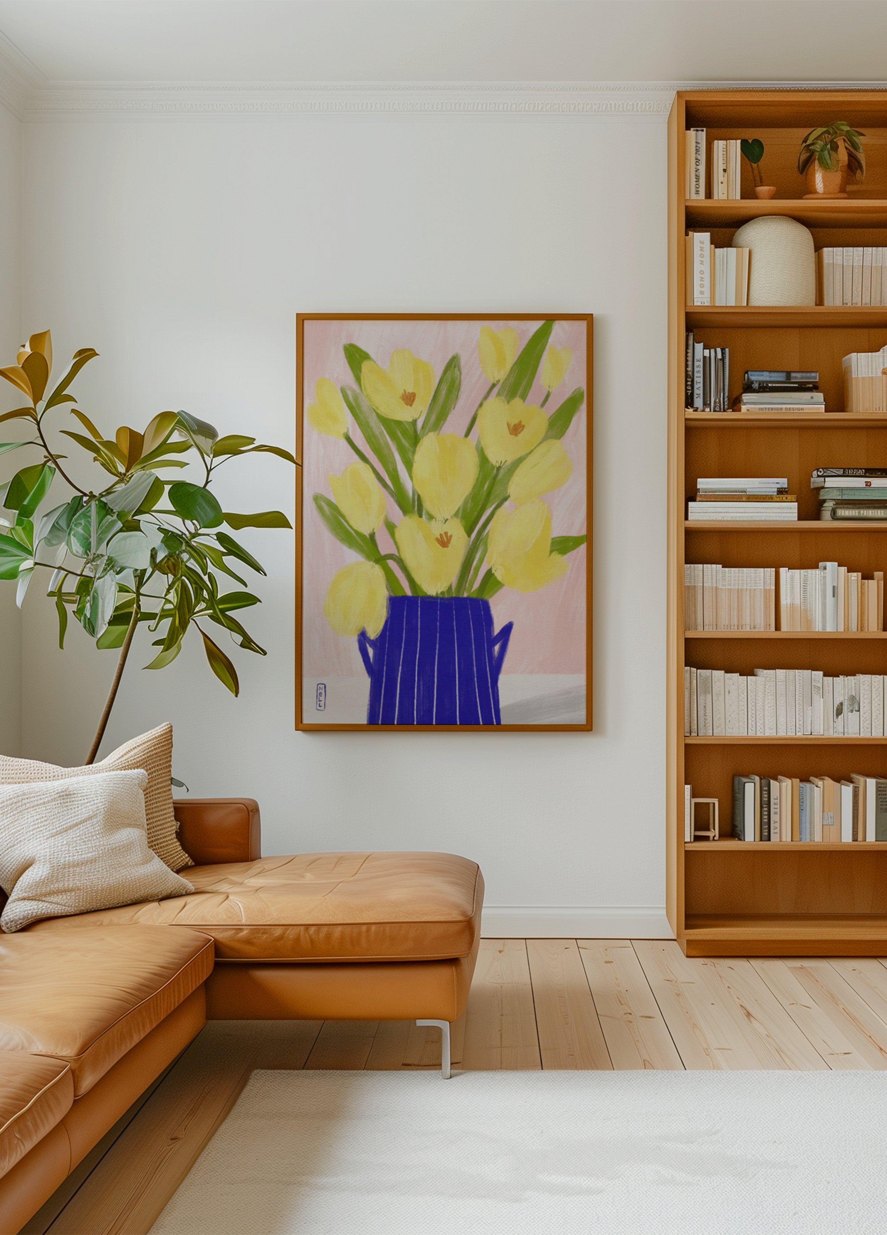Vaso Azul Tulipas Primavera