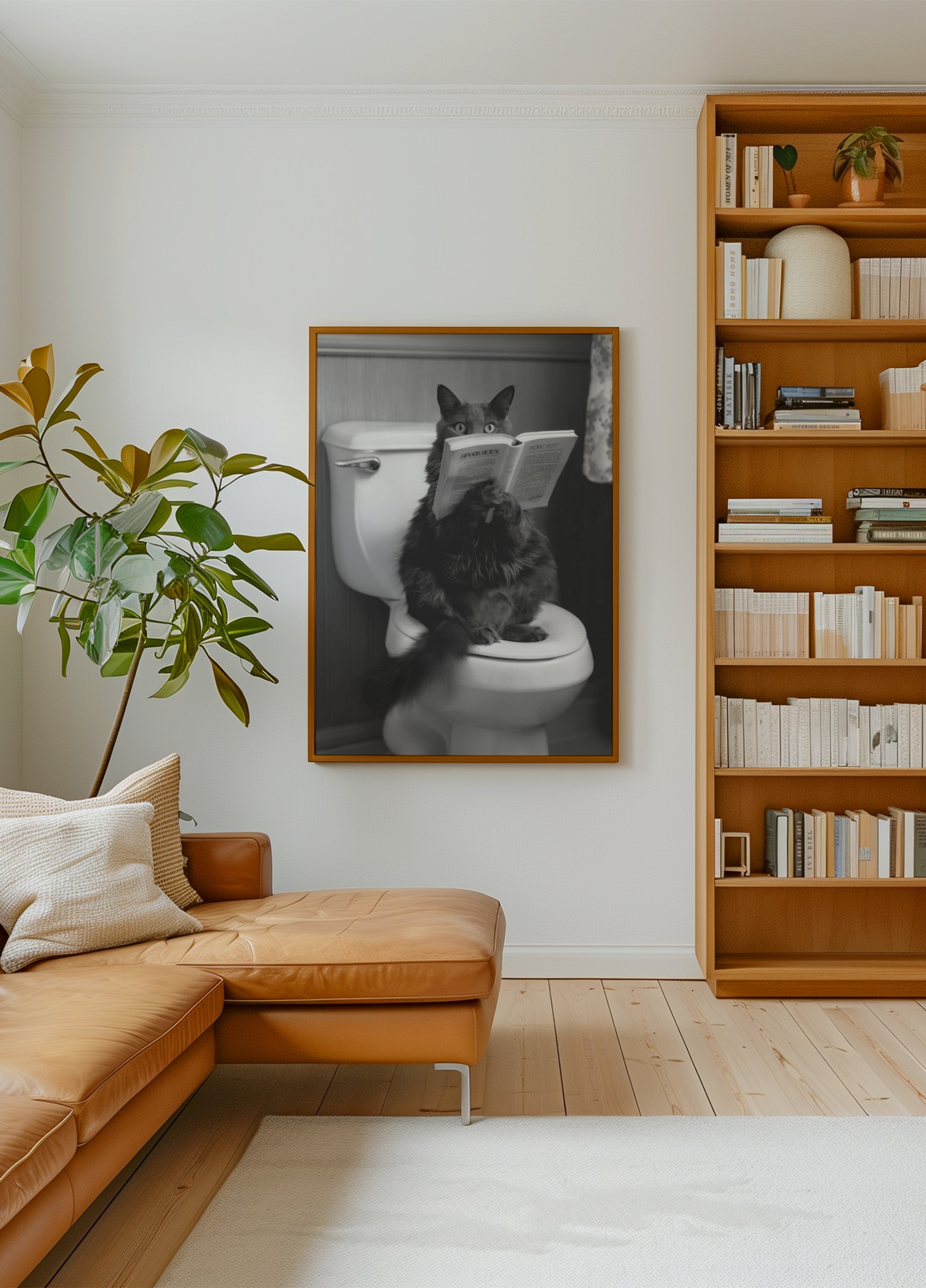 Leitura de gato no banheiro